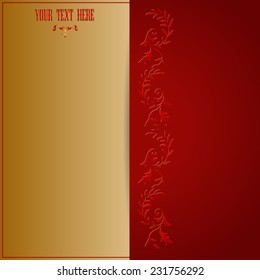 elegant red and gold background with lace pattern, for invitation or greeting card. Vector, EPS 10  