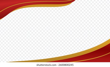Elegant red and gold certificate border design on transparent background.