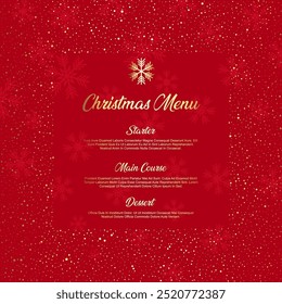 elegant red and gold Christmas menu design in red and gold