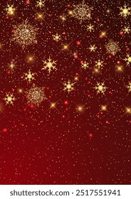 Elegant red and gold christmas snowflake background design 