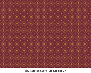 Elegant Red and Gold Geometric Pattern, Luxurious Floral and Star Design