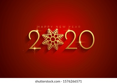 elegant red and gold happy new year 2020 background card