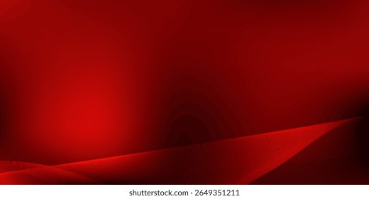 Elegante fondo degradado rojo con sombras oscuras suaves y diseño abstracto de onda fluida. Ilustración vectorial