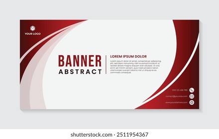 Elegant red gradient curved shape white background simple banner design, abstract creative business card design template