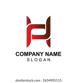 Logotipo rojo elegante de la marca de letras del gradiente para la marca Corporativa