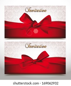 elegant red greeting cards with red ribbon and bows