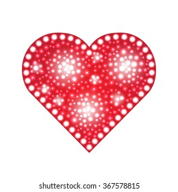 Elegant red heart composed from small pearls. Love romantic Valentine art. Valentine's Day vector illustration. 