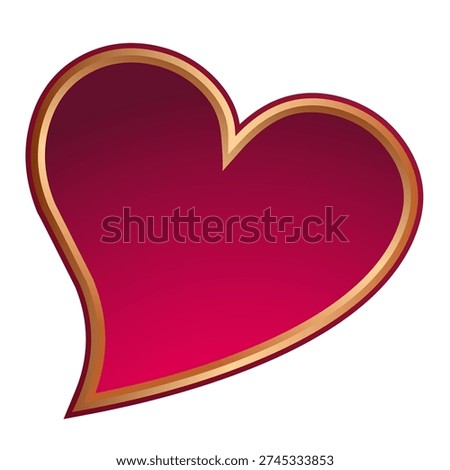 Elegant red heart vector illustration with a golden border, symbolizing love and affection.