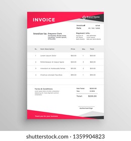 elegant red invoice template design