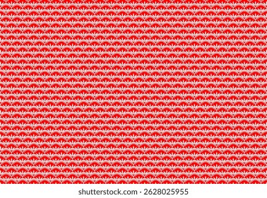 Elegant red Japanese fish scale and leaf pattern on white background. Unique and artistic oriental design for various projects. Interesting cultural touch.seamless  pattern vector. 