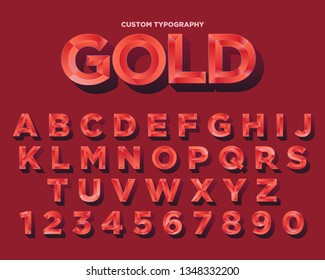 Elegant red low poly typography font design