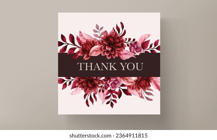 elegant red maroon floral wedding invitation card template