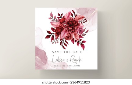 elegant red maroon floral wedding invitation card template