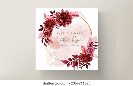 elegant red maroon floral wedding invitation card template