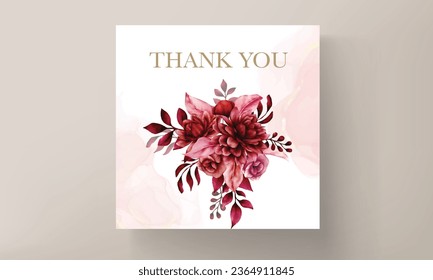 elegant red maroon floral wedding invitation card template