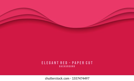 Elegant red paper cut background with modern style, realistic paper cut effect, flat design