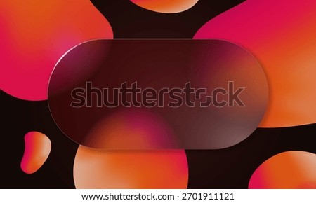 Elegant red and pink glassmorphism composition with frosted liquid glass morphism shape. Modern bubble design ideal for mobile or info panel mockups.