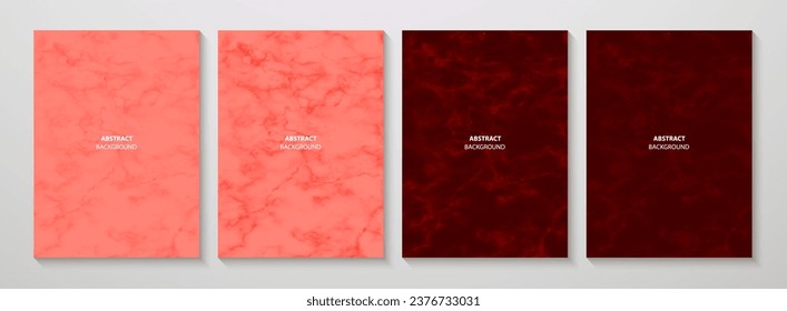 Elegant red and pink marble texture set. Vector background collection for cover design, brochure, poster, cover, banner, flyer, invitation and wedding card. Red and pink stone texture. Vector.