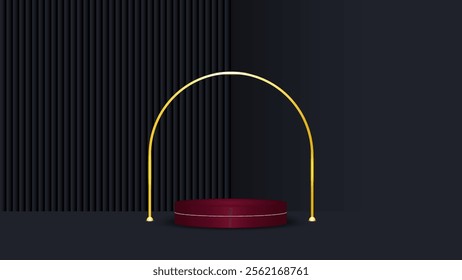 elegant red podium with copy space