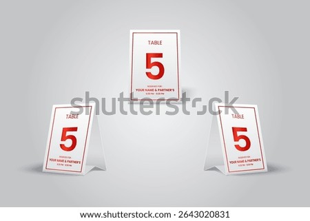 Elegant Red Restaurant Table Number 5 Reservation Card Mockup 