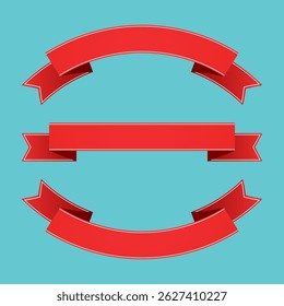 Elegant red ribbon banner vector set