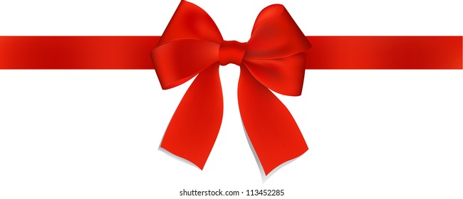 Elegant red ribbon and bow isolated on white