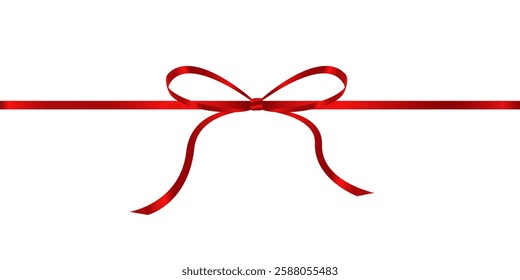 Elegant Red Ribbon Bow on White Background