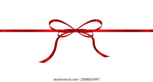 Elegant Red Ribbon Bow on White Background