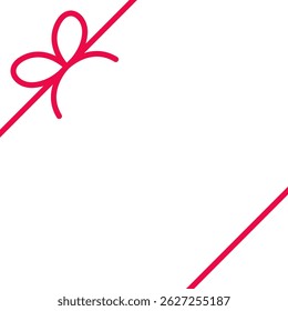 Elegant red ribbon with decorative bow, isolated on white background. vector illustration.