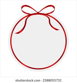Elegant Red Ribbon Frame with a Bow on White Backgroun