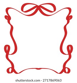Elegante marco de cinta roja con arco Elegante marco de cinta femenina para invitaciones de fiesta de té y pastel Gr