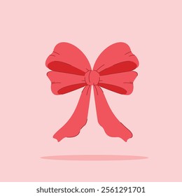 elegant red ribbon with tails on isolated background. decorative and fashion ornament, for posters and web icons