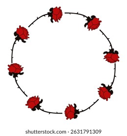Elegant Red Rose empty Frame  isolated transparent background. Vector illustration of Red Rose Frame perfect for social media stories reels design. EPS 10