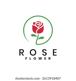Elegant Red Rose Flower Logo Design