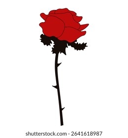 Elegant red Rose isolated transparent background. Perfect passion red Rose vector illustration. Love flower template design. EPS 10