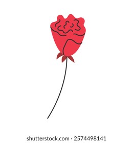 Elegant a red rose. Perfect for creating cards, invitations, web design and other Valentine's Day projects. Vector illustration.