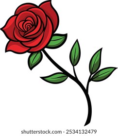 Elegant Red Rose Vector Illustration A Timeless Symbol of Love and Natural Beauty