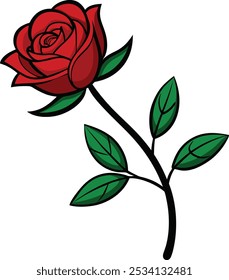 Elegante Ilustración vectorial de rosa roja Un símbolo atemporal de amor y belleza natural