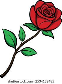 Elegante Ilustración vectorial de rosa roja Un símbolo atemporal de amor y belleza natural