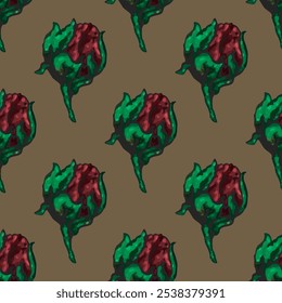 Patrón de Vector sin costuras de rosas rojas elegantes