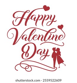 Elegant Red Script Text Saying 'Happy Valentine's Day' for Romantic Occasions