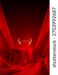 Elegant red silk podium background