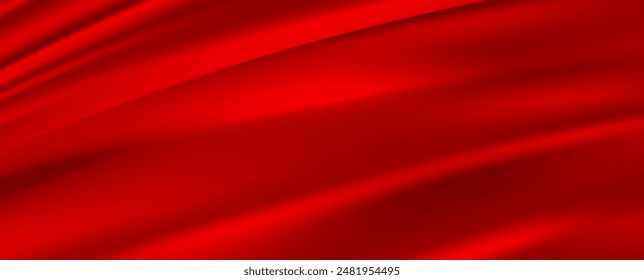 Elegant Red silk satin vector background. Red luxury silk cloth or satin texture with copy text space. Luxury trendy background for presentation, brochure, booklet,poster, banner. Premium Vector EPS10