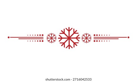 Elegante divisor rojo del copo de nieve con decorativo, Elementos del ornamento en el fondo blanco