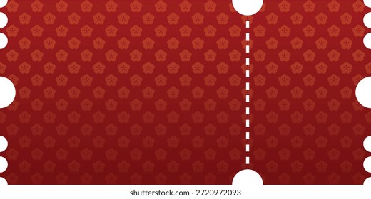 Elegantes rotes Ticket mit Blumenmuster. Mustervorlage und Vorlagendesign.