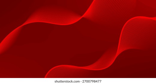 Elegant red vector background with flowing curved lines creating a smooth wave effect. Ideal for modern designs, tech themes, and dynamic visual compositions. gradient red background.