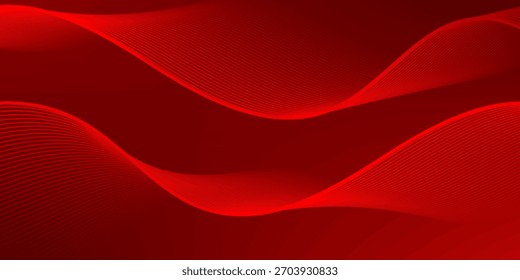 Elegant red vector background with flowing curved lines creating a smooth wave effect. abstract wavy lines background. abstract red background.