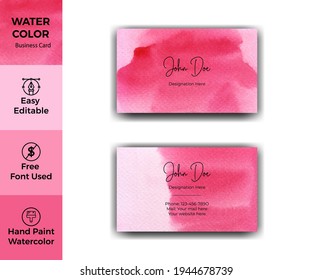 Elegant red watercolor business card template