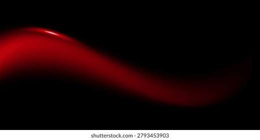 Elegant red wave abstract background featuring a glossy ribbon-like light streak flowing across a deep black backdrop, conveying motion, energy and sophistication for web, print and multimedia design.