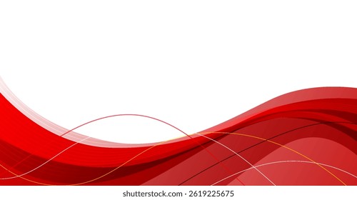 Elegant Red Wave Background: Modern Abstract Design with Dynamic Curves for Creative Projects and Digital Art, Ideal for Presentation and Graphic Design, Vector Style